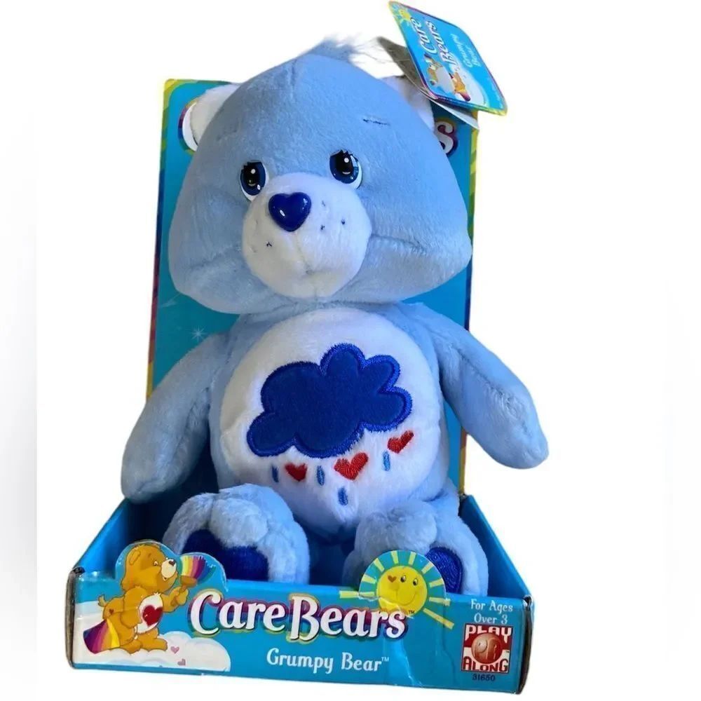 Nwt Vtg 2002 Care Bears Stuffed Blue Toy Bear Grumpy Plush Animal